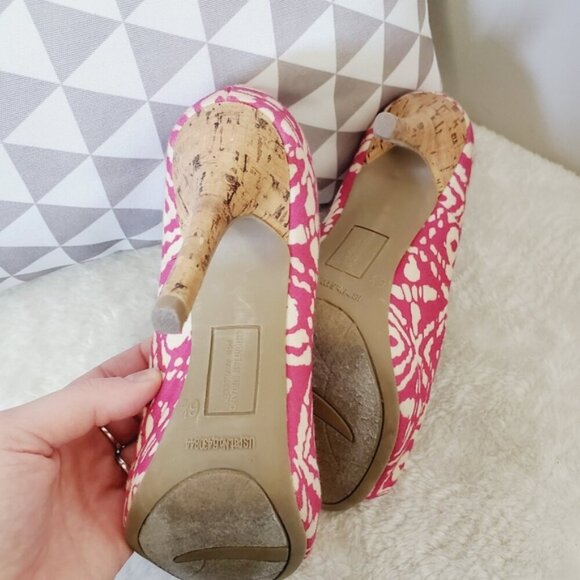 Christian Siriano Kate Canvas Cork Platform Barbie Aztec Beach Holiday Heels 6.5 - Picture 5 of 6